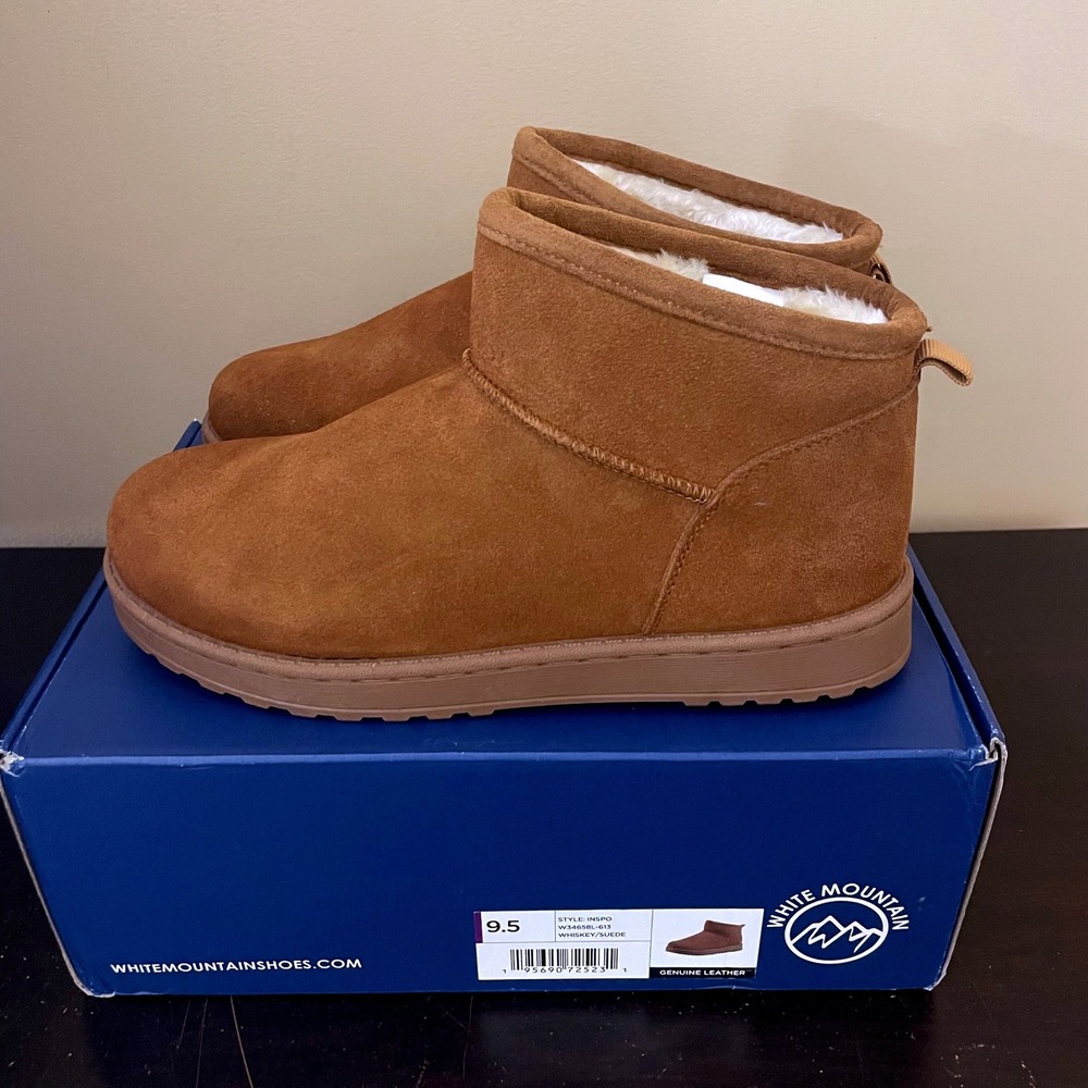 White Mountain Inspo Whiskey Suede Mini Ankle Boots Womens 9.5 W34658L-613 NEW